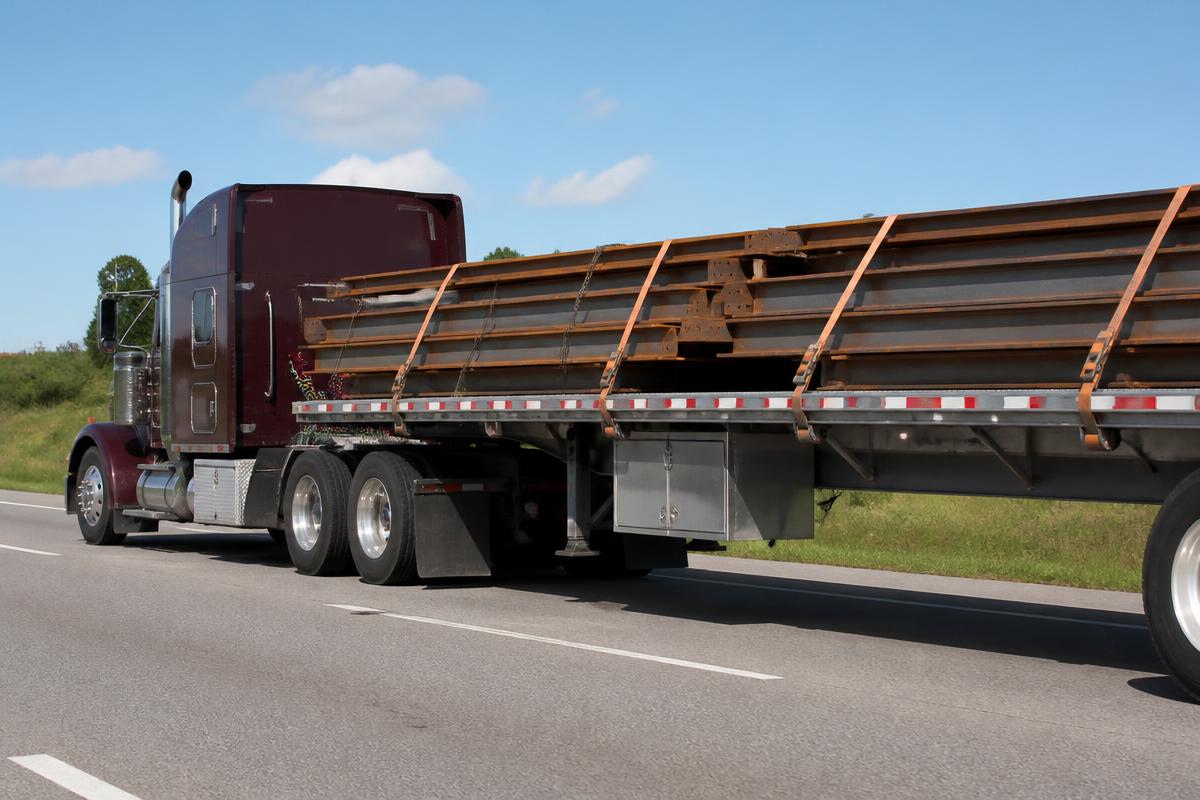 Flatbed equipment on the road